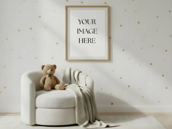 Download Stars &amp; Teddy Nursery Frame Mockup - Mockup Collection
