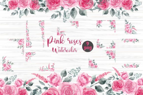Download Pink Roses Frame Watercolor Floral Frame - Watercolor floral frame Collection