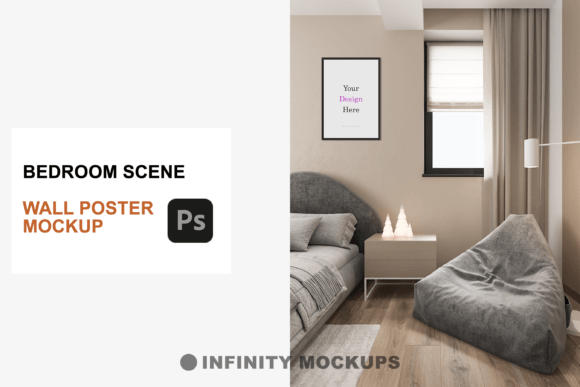 Download Bedroom Wall Drawing Mockup - Mockup Collection
