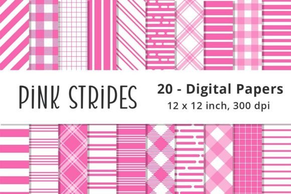 Download Pink Stripes Digital Paper Patterns - Digital paper Collection