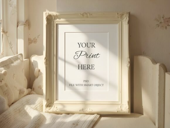 Download Vintage Cream Nursery Frame Mockup - Mockup Collection