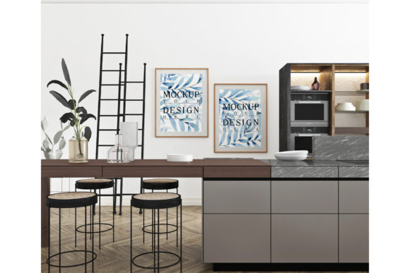 Download Modern Kitchen with Mockup Poster - Mockup Collection
