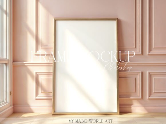 Download Interior Mockup Large Frame at Pink Wall - Mockup Collection