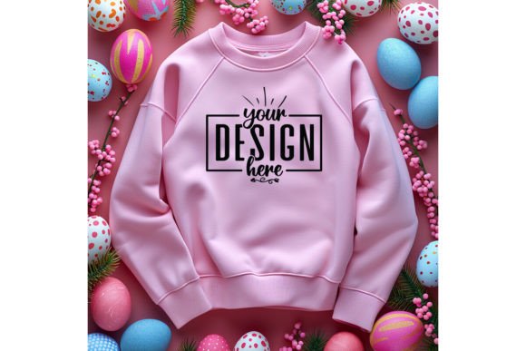 Download Easter Pink Sweatshirt Kids Mockup - Mockup Collection