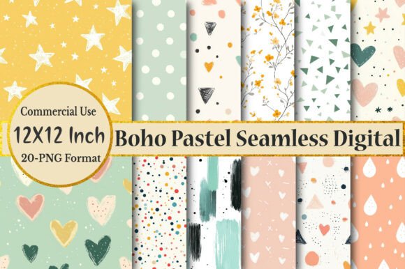 Download Boho Pastel Seamless Digital Paper - Digital paper Collection