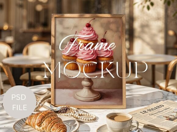 Download Parisian Cafe Aesthetic Frame Mockup - Mockup Collection