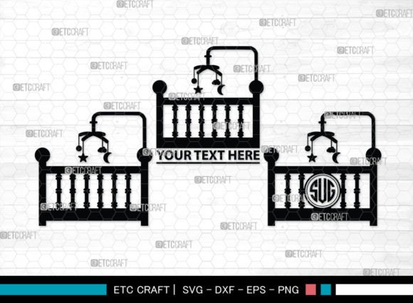 Download Baby Crib Monogram, Baby Crib Silhouette - Premium Bundle
