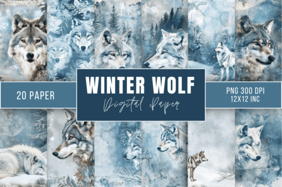 Download Winter Wolf Digital Paper Bundle - Digital paper Collection
