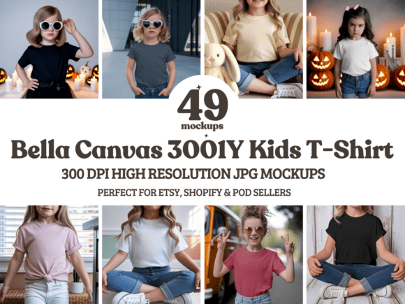 Download Bella Canvas 3001Y Kids Mockup Bundle - Mockup Collection