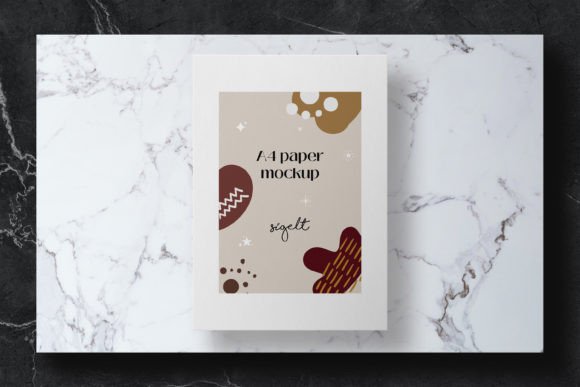 Download A4 Flyer Print Mockup on Marble - Mockup Collection