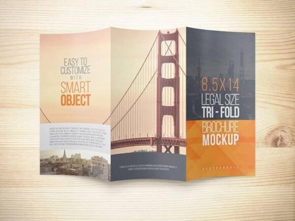 Download 8.5 X 14 Legal Trifold Brochure Mockups - Mockup Collection