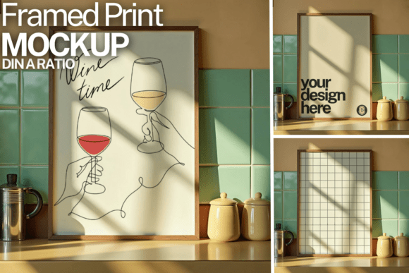 Download Framed Print Kitchen Mockup | Din a - Mockup Collection
