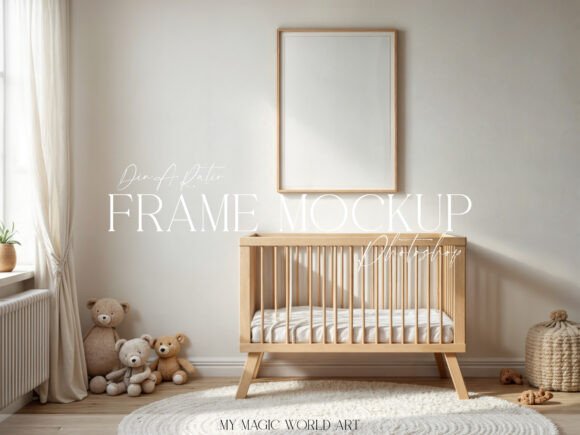 Download Nursery Frame Mockup PSD Frame Above Cot - Mockup Collection