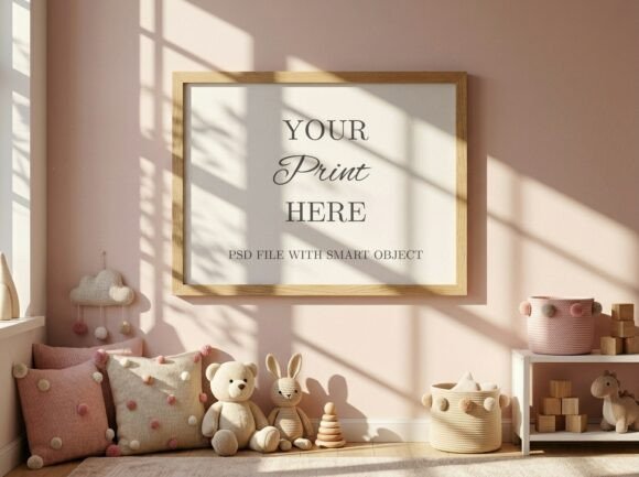 Download Landscape Nursery Frame Mockup Playroom - Mockup Collection