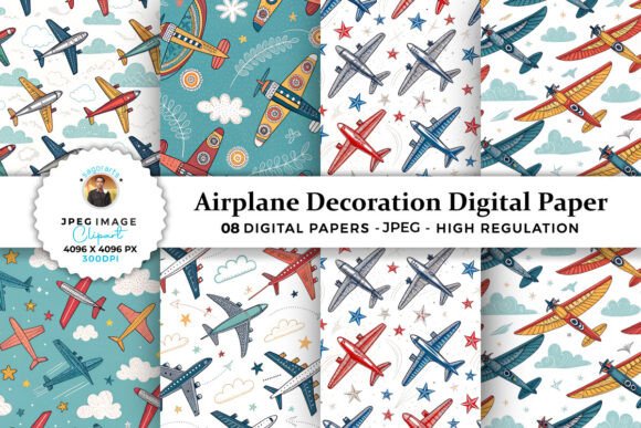 Download Airplane Decoration Digital Paper - Digital paper Collection