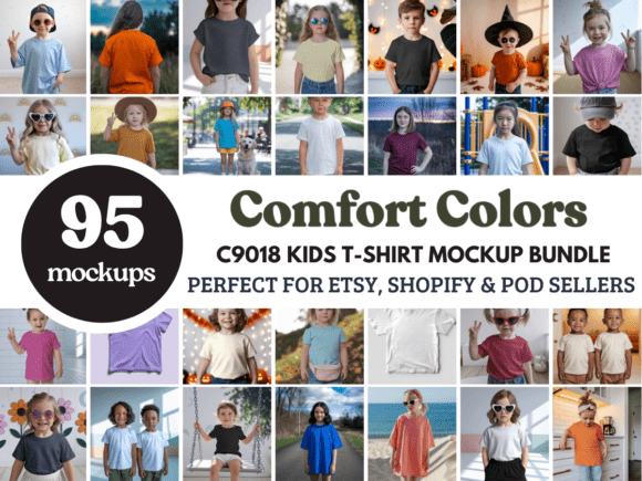Download Comfort Colors C9018 Kids Mockup Bundle - Mockup Collection