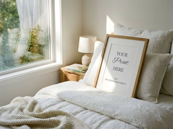 Download Bedside Wood Frame Kids Bedroom Mockup - Mockup Collection