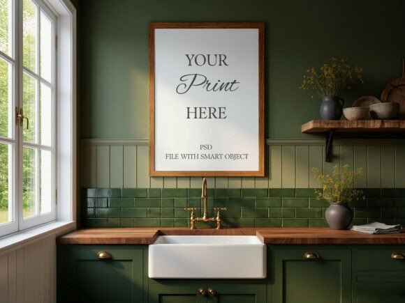 Download Green Kitchen Sink Poster Frame Mockup - Mockup Collection