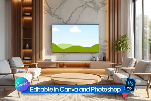 Download Interior Mockup for TV Wall Frame - Mockup Collection