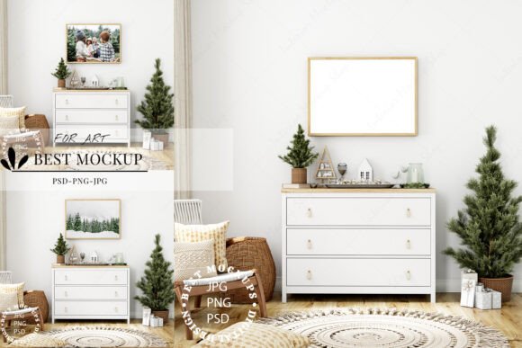 Download Christmas Frame Mockup, Interior Mockup - Mockup Collection