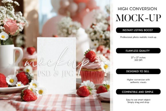 Download Card Mockup PSD Smart Object Strawberry - Mockup Collection