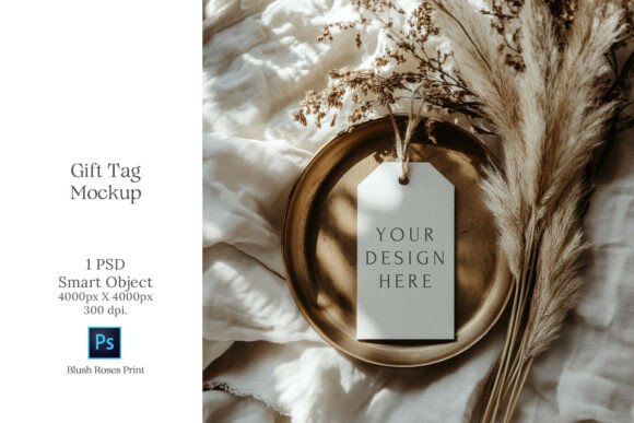 Download Boho Gift Tag Mockup PSD Smart Object - Mockup Collection