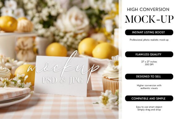 Download 3.5x2 Place Card Mockup PSD Smart Object - Mockup Collection